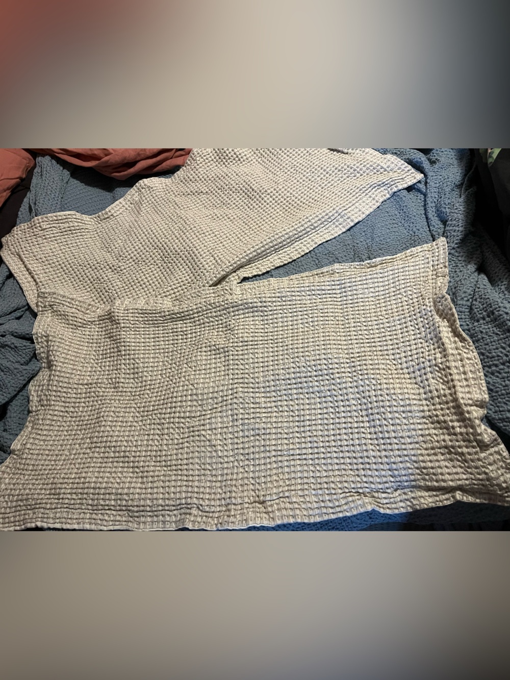 Waffle Weave Pillow Shams in Cream ~ 100% Cotton ~ 2 shams